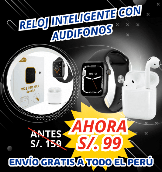 RELOJ INTELIGENTE CON AUDIFONOS